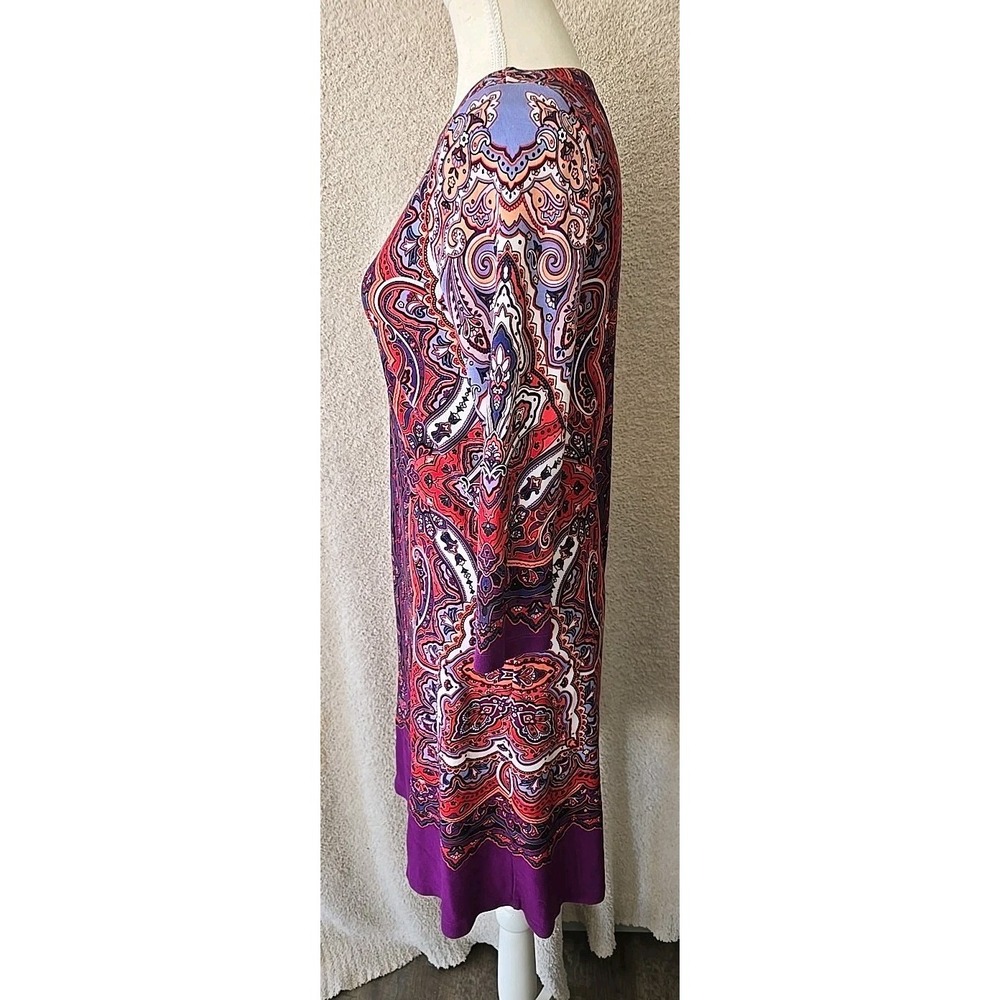 Tommy Bahama Women's S/P Purple Red Multi Color Paisley Pullover Shift Dress - Picture 5 of 14